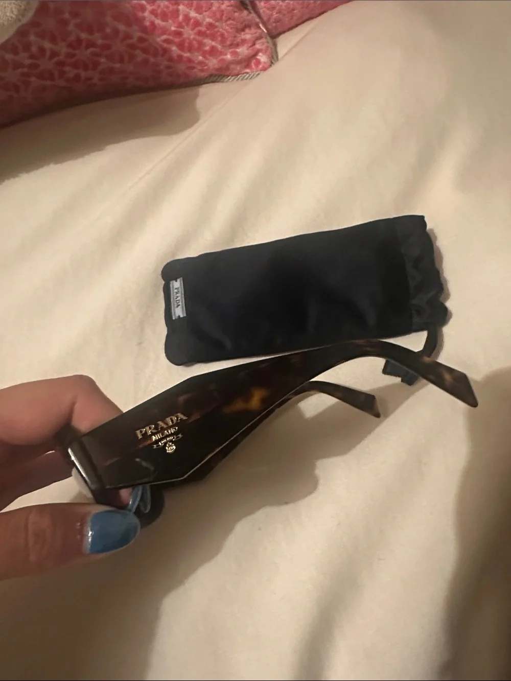 Prada Brown Tortoise Rectangular Sunglasses with Pouch